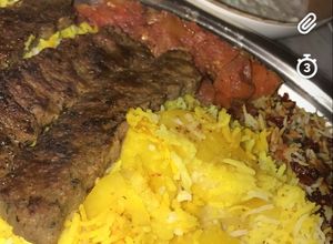 صورة لوصفة كباب اللحم مع أرز بالزعفران 🍚🍢🍖