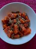 Papaya con miel y semillas