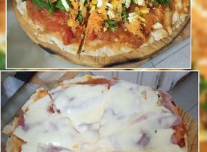 Una foto de Pizza casera con distintos rellenos arriba