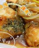炸龍膽石斑魚塊の洋蔥壽喜燒