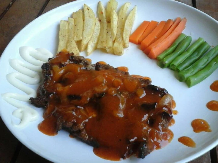 Cara Gampang Membikin Resep BEEF STEAK with Barbeque Sauce yang Bisa Manjain Lidah Anti Ribet, Bikin Ngiler