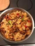 Chicken thigh, pasta and veggie leftovers