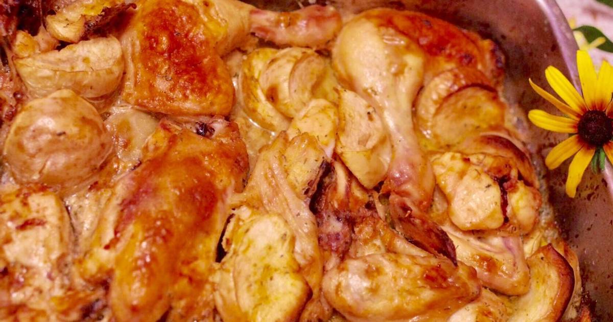 Приготовление курицы с яблоками. Мясо с яблоками в духовке.