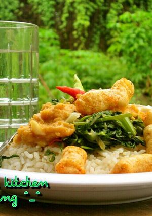 Foto resep Nasi Tumis Kangkung Trasi Saus Telur Asin