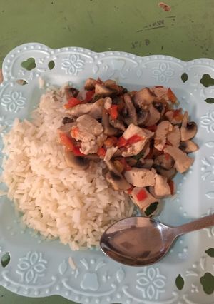 A picture of Balsamic chicken and mushrooms.