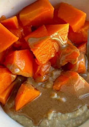Foto de Papas de Aveia com Papaia e Manteiga de Amêndoa