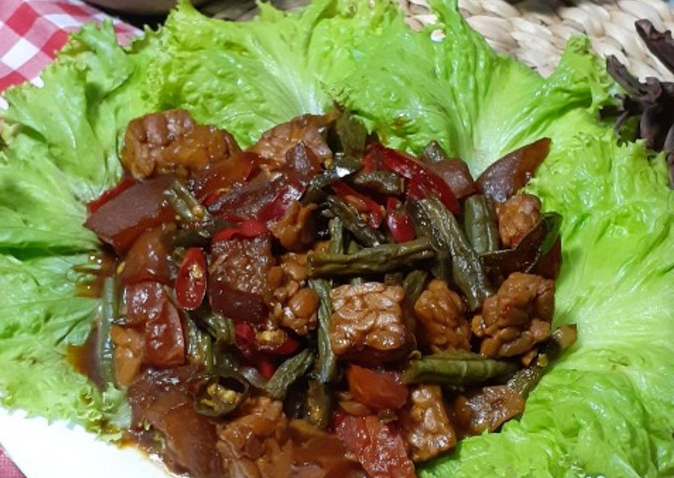 Oseng kikil tempe kacang panjang