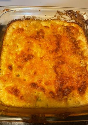 A picture of Half pan baked Mac & cheese.