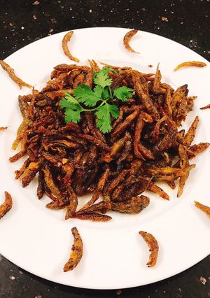 Hình của món Cá bống mini chiên mắm.