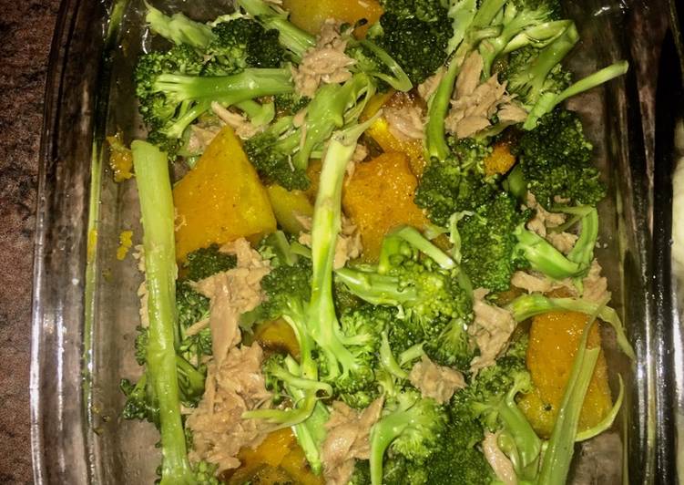 Recipe of Quick Broccoli, pumpkin and tuna salad