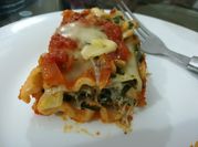 A picture of lasagna -spinach -chicken