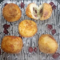 A picture of Dried Cranberries stuffed Farali Pattice. (Vrat Special).