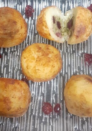 A picture of Dried Cranberries stuffed Farali Pattice. (Vrat Special).