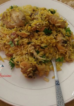 A picture of Indian chicken biryani.