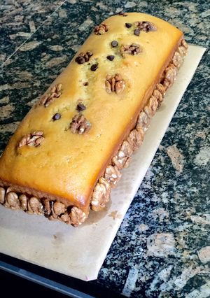 Una foto de Budín de vainilla y nueces