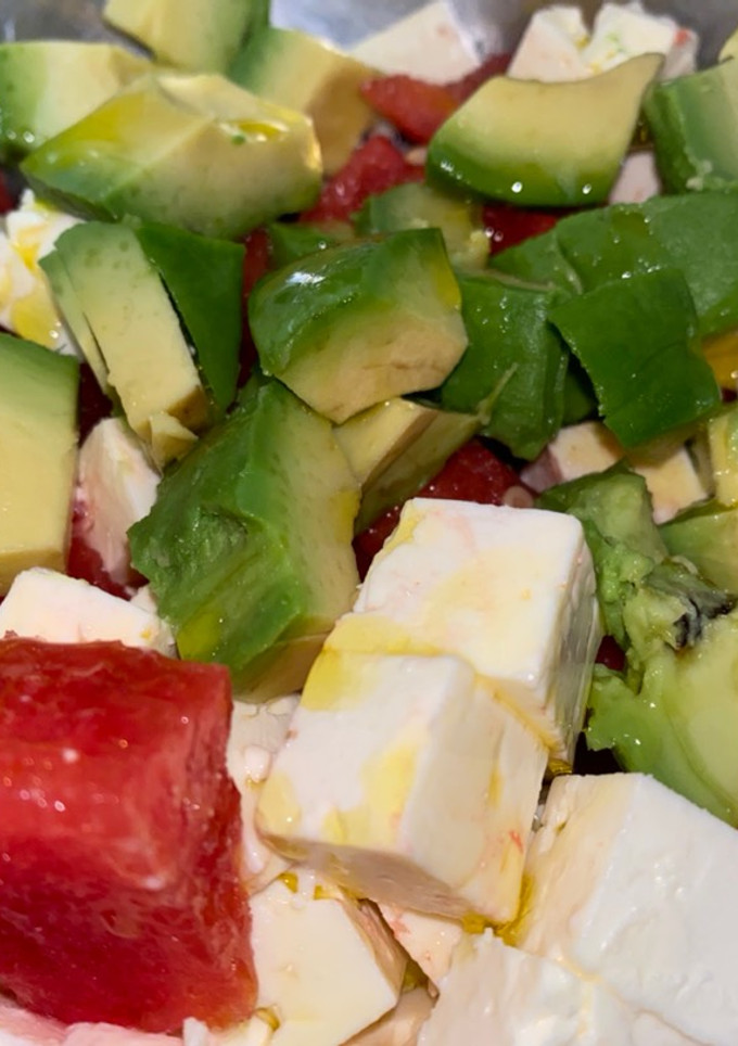 Una foto de Ensalada de feta y sandía