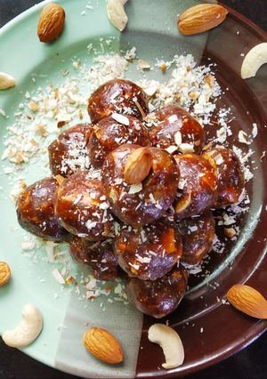 A picture of Dates ladoo recipe | Sugarfree healthy sweet recipe | healthy and delicious sweet.