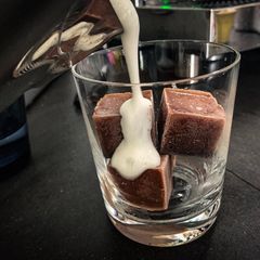 A picture of Chocolate milk ice cubes with frothed milk [Ideal for kids].