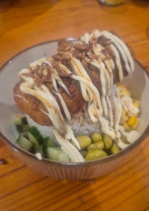 A picture of Crumbed Whiting Poké Bowl.