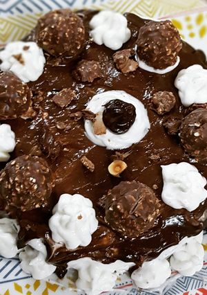 A picture of Ferrero chocolate cake.