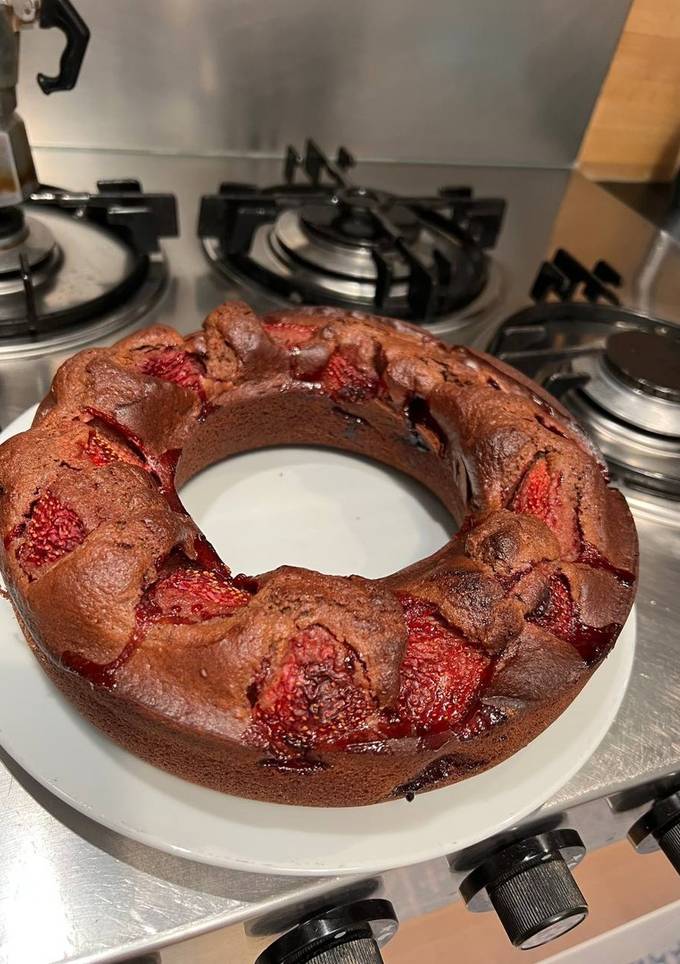 Шоколадно-полуничний кекс🍓