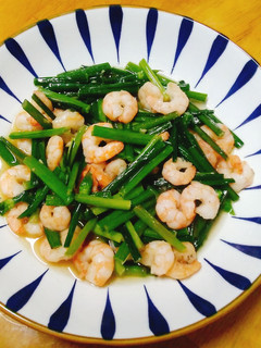 韮菜花炒沙蝦仁 的食譜成品照片