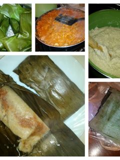 Una foto de Tamales de calabaza con camarón
