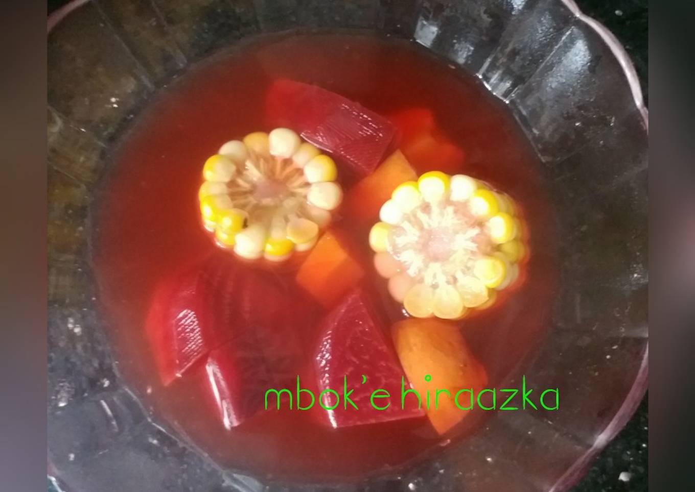 Sup daging babi + ubi bit merah/root beat_____(non halal)