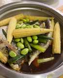 清蒸醬燒鱸魚佐蔬果（幼兒可食）