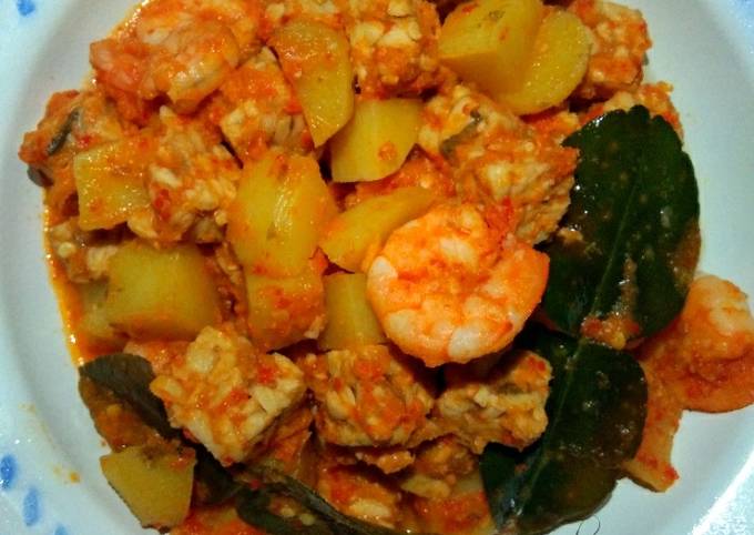 Balado kentang,udang+tempe