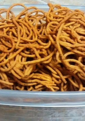 A picture of Sev (Gram flour noodles).