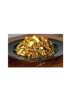 A picture of Squid Indonesian fried rice.