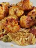 Orzo pasta with shrimp