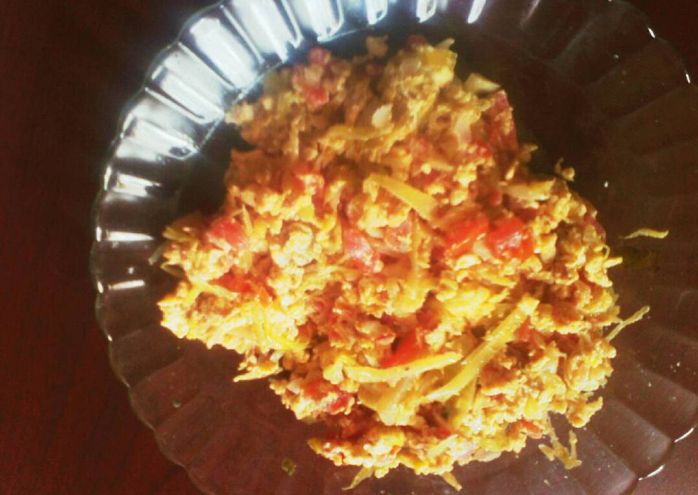 A mix of cabbage and scrambled eggs