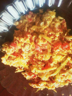 A picture of A mix of cabbage and scrambled eggs.