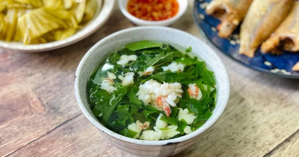 CÁCH NẤU CANH TẬP TÀNG THANH MÁT CƠ THỂ Cách Làm Món Canh Rau Tập Tàng Nấu Tôm của Rose Truong - Cookpad