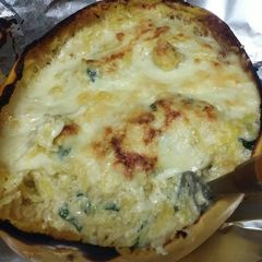 A picture of Cheesy Stuffed Spaghetti Squash.