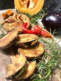 Zucca panata alle erbe e cotolette di melanzane