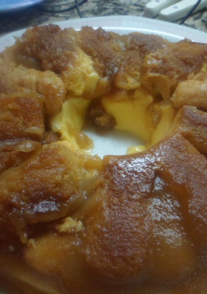 Una foto de Budin de manzanas con flan