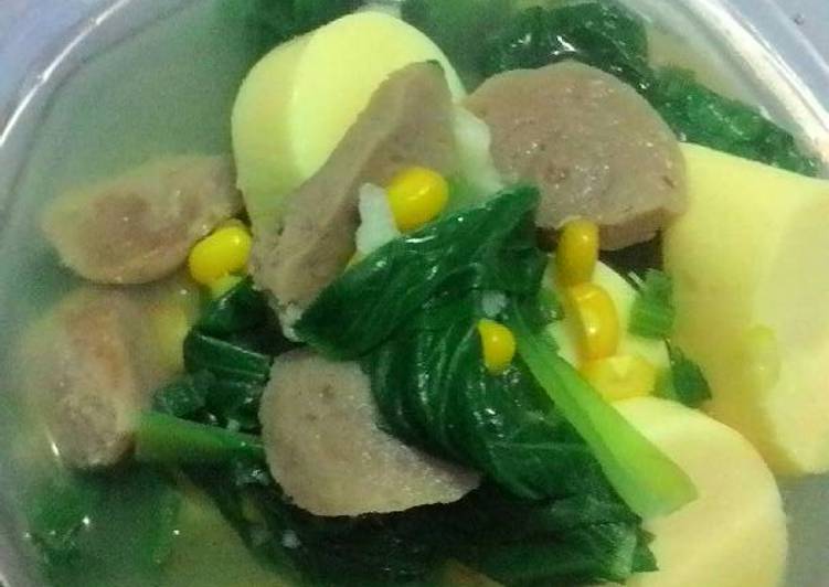 Resep Sup egg tofu bakso pokcoy Yang Laziss