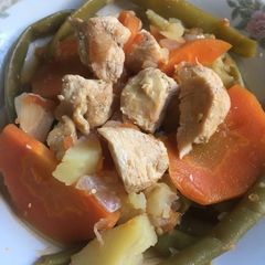 A picture of Green beans with chicken.