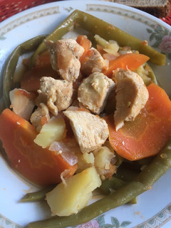 A picture of Green beans with chicken.
