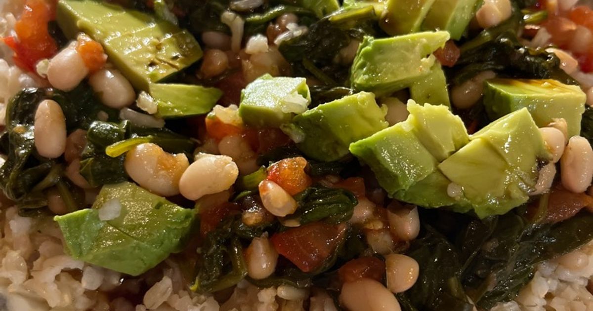 Brown Rice With Beans And Spinach Recipe By Lina Bond