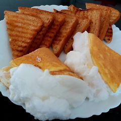A picture of Cloudy Egg with Toasted Bread.