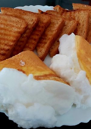 A picture of Cloudy Egg with Toasted Bread.