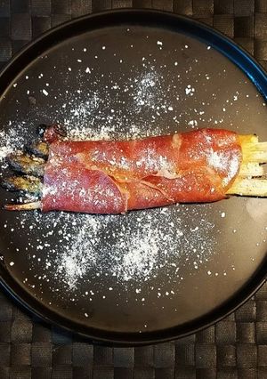 Une photo de Asperges gratinées à la ricotta et jambon de Parme