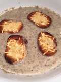 Creamy Mushroom Soup with Blue Cheese and Cheesy Croutons