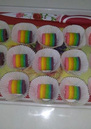 Foto resep Rainbow cake roll mini cantik