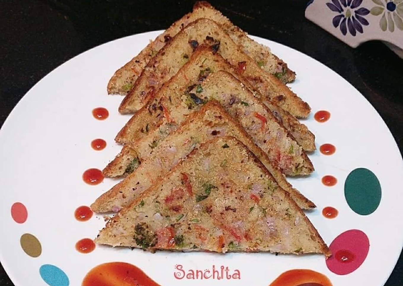 Crispy Rava Open Toast Sandwich