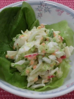 A picture of Coleslaw salad with apple.